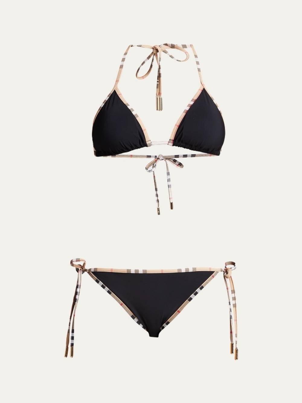 BURBERRY Check-Trimmed Two-Piece Bikini Set